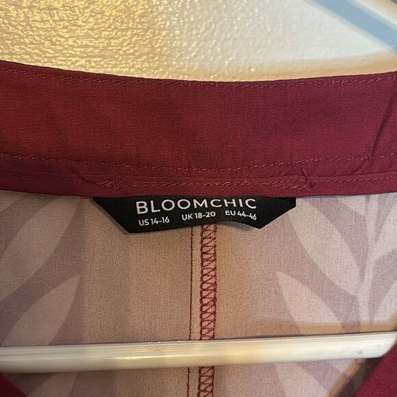 BloomChic Women’s Dark Red and Pink Patterned Sleeveless Shift Dress Size 14/16 - Picture 5 of 6